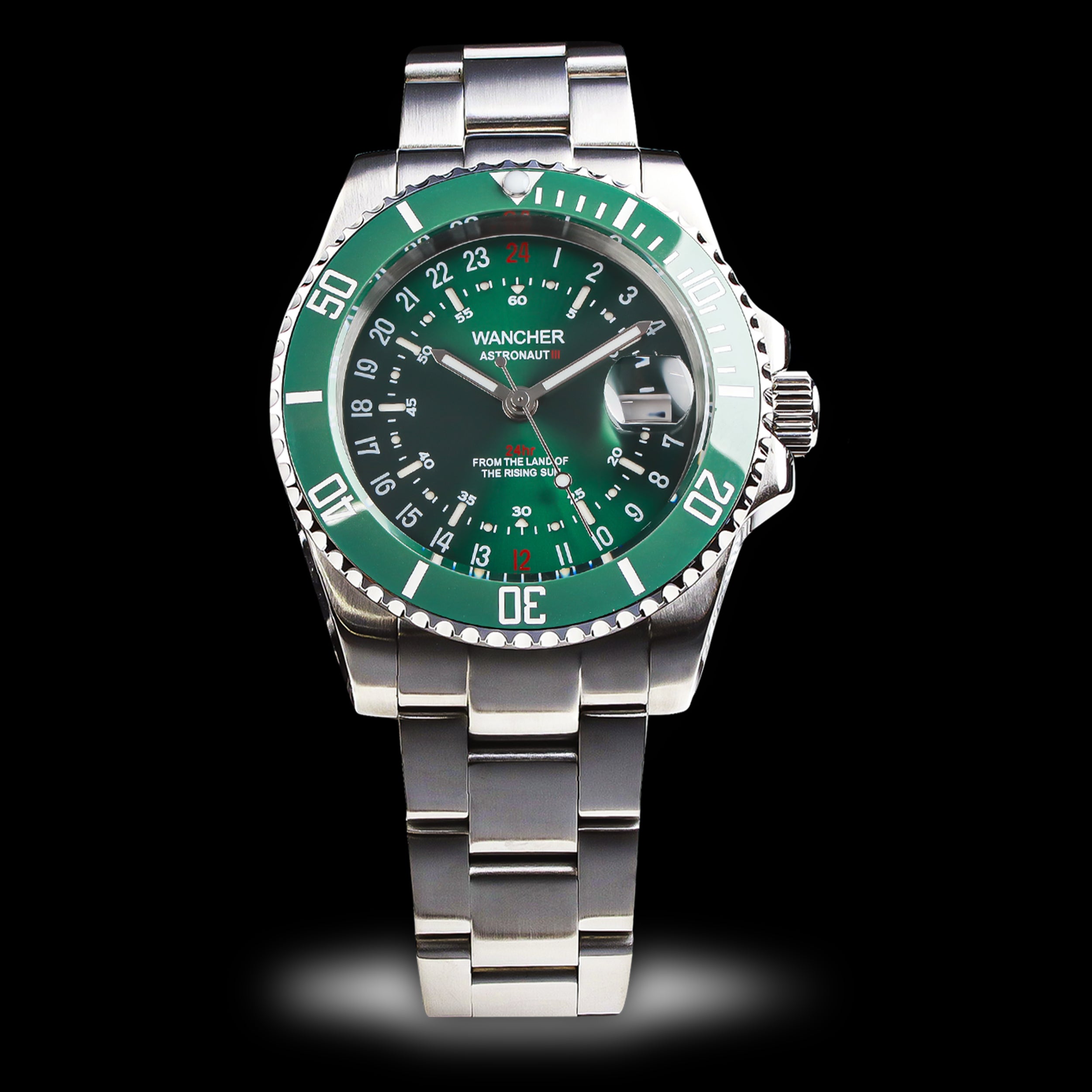 Wancher Watch Astronaut 3 Sun Burst Green Automatic Men&#39;s Watch