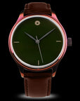 Dream Watch - Green Tamenuri Urushi Lacquer  Watch I Wancher Watch Red Ororu Case Brown Strap