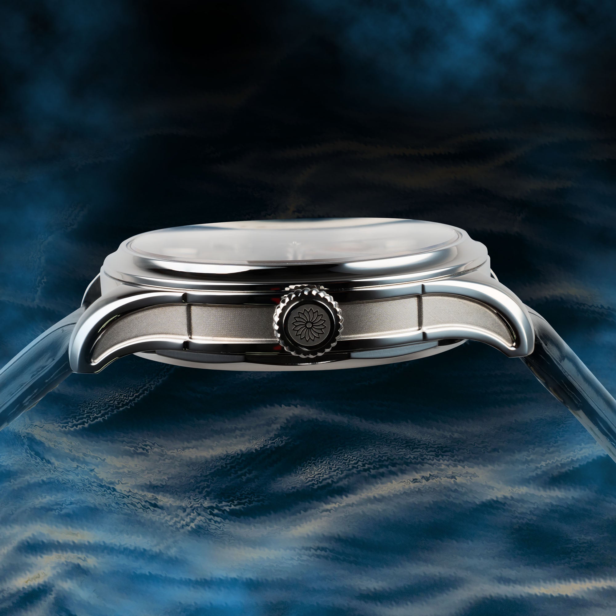 Dream Moonphase Kaguya Murasaki Blue automatic watch with luxury craftsmanship Side Case design 