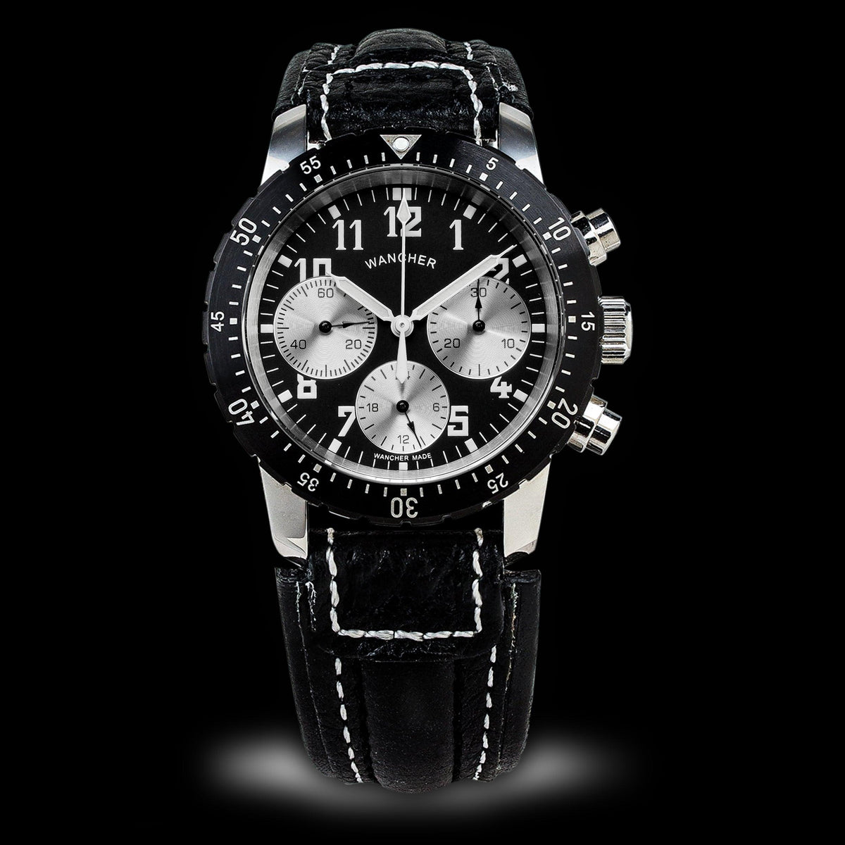 Wancher Aero Nacht Maverick — jet-fighter-inspired pilot chronograph, skeleton caseback, Seagull ST19 hand-wind