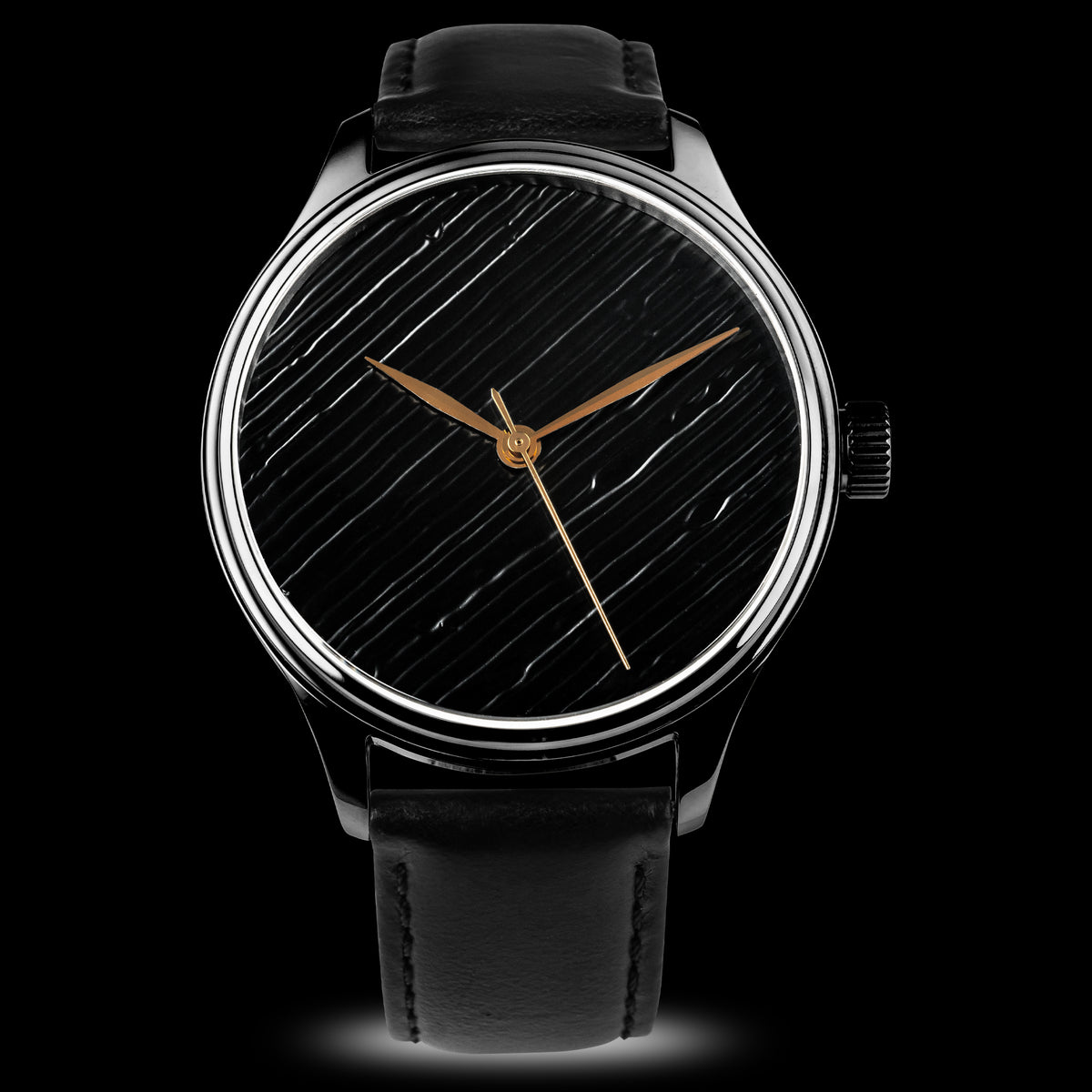 Wancher Dream Watch Black Moon — textured Kushime & Tsuishitsu Nuri urushi dial by Master Yoko Hirota