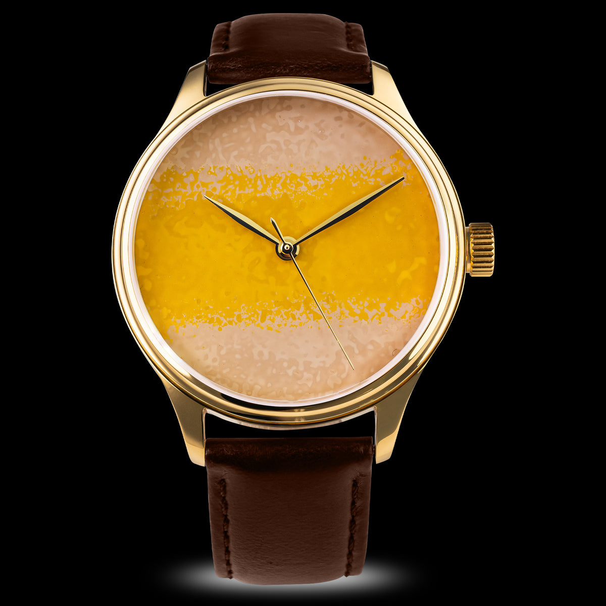 Urushi Watch with Chawan-Iro Kabocha Urushi Dial by Wancher Watch featuring Ishime Tsuishitsu Nuri Kinma Urushi lacquer craftsmanship