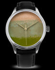 Dream Watch Chawan-Iro Matcha Urushi watch with handcrafted Ishime Tsuishitsu Nuri Kinma lacquer dial by Master Hirota