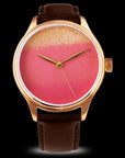 Urushi Watch by Wancher Watch featuring Chawan-Iro Momo dial with Ishime Tsuishitsu Nuri Kinma traditional Urushi lacquer craftsmanship Dream Watch Chawan iro Momo 
