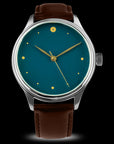 Front view of Dream Watch Urushi GUNJO with Urushi dial