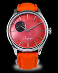 Dream Moonphase Kaguya KAKI - Orange FKM Rubber Strap Automatic Moonphase Watch with Pearl Raden Dial