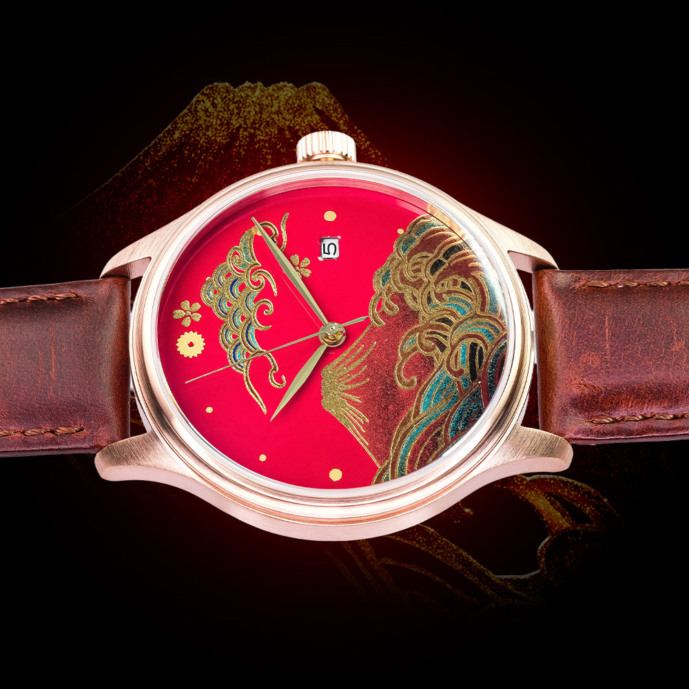 Wancher Dream Watch Fuji automatic urushi Maki-e watch designed as a collectible Mount Fuji watch Japan masterpiece