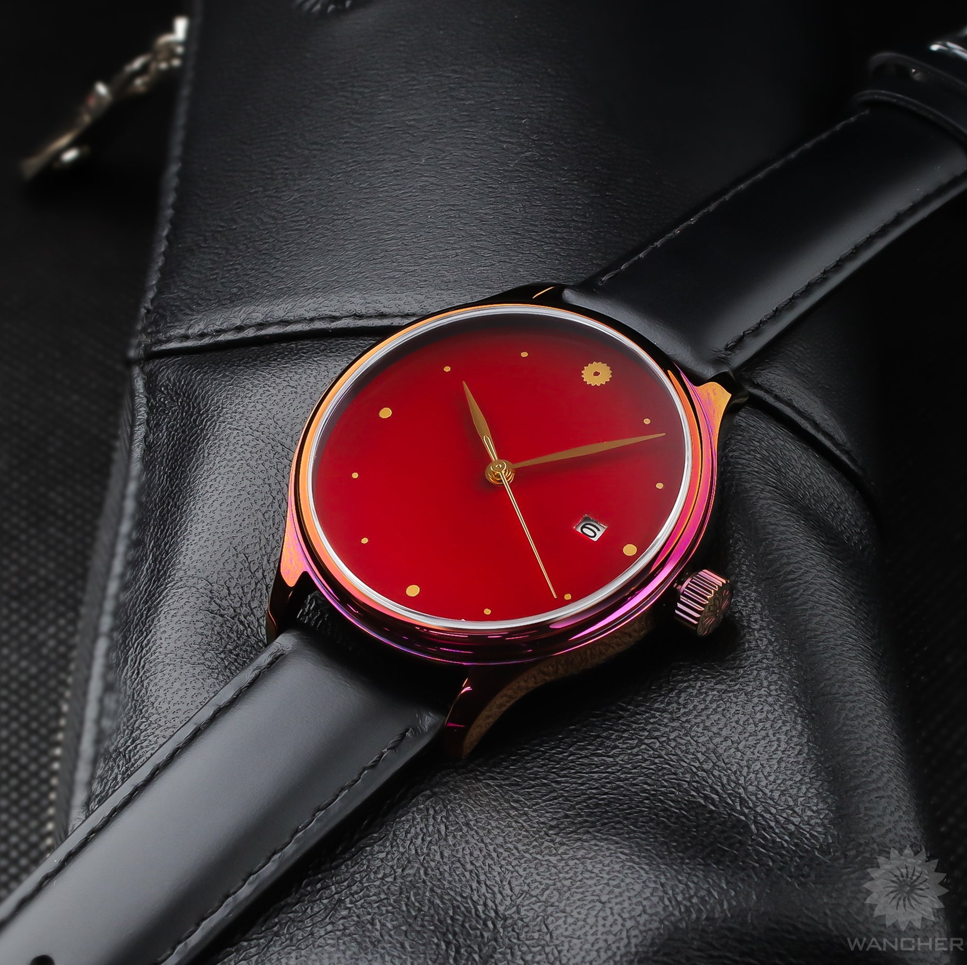 Dream Watch - Vermillion Red - Wancher Watch Wancher Watch Wancher Watch Dream Watch - Vermillion Red {{ Automatic Watch {{ Watch }} }} {{ Japan }} Image of Wancher Dream Watch with Vermillion Red Echizen Urushi Dial, Domed Sapphire Glass, and Genuine Cowhide/Galuchat strap. Powered by Miyota 9015 Mechanical Movement.