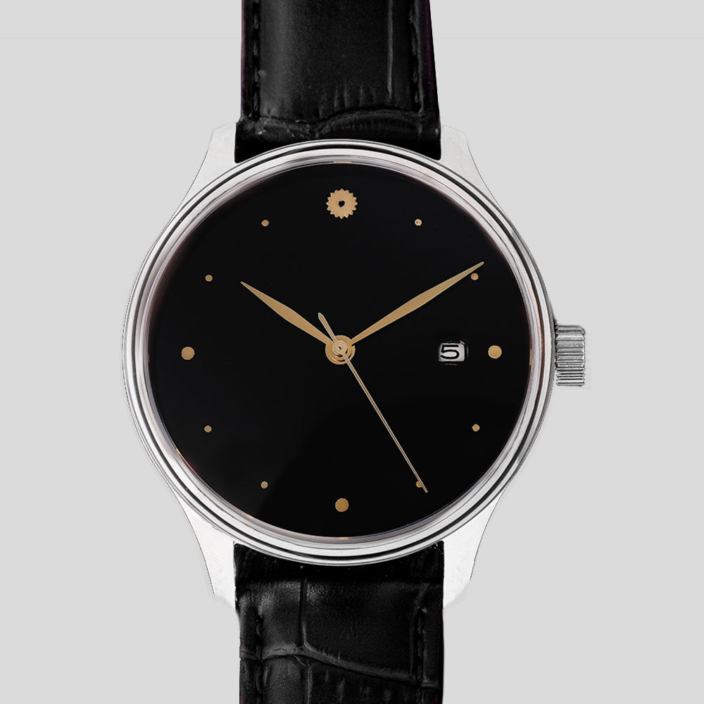 Dream Watch - Urushi Black - Wancher Watch Wancher Watch Wancher Watch Dream Watch - Urushi Black {{ Automatic Watch {{ Watch }} }} {{ Japan }} Black Urushi dial Wancher Dream Watch with Domed Sapphire Glass, Cowhide/Galuchat Strap and Miyota 9015 Mechanical Movement